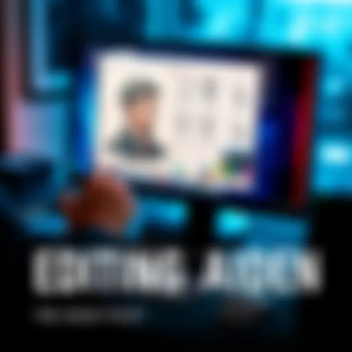 A person editing a character profile on a computer, showing notes and sketches of Aiden