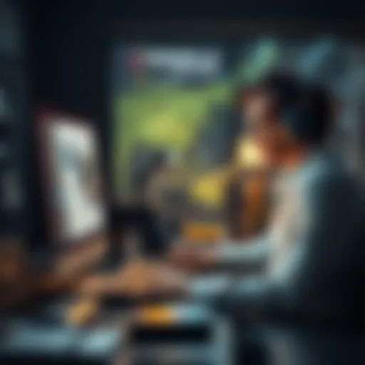 A person working on a computer, reviewing a fandom wiki page while adding images