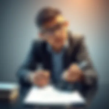 A person thinking with a notepad and pen, outlining steps to solve a problem.