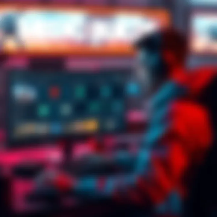 A gamer showcasing medic builds in a gaming setup, with various health icons and strategies on the screen.