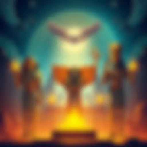 Illustration of ancient Egyptian deities surrounded by symbols of the afterlife, showcasing their influence on modern mythology.