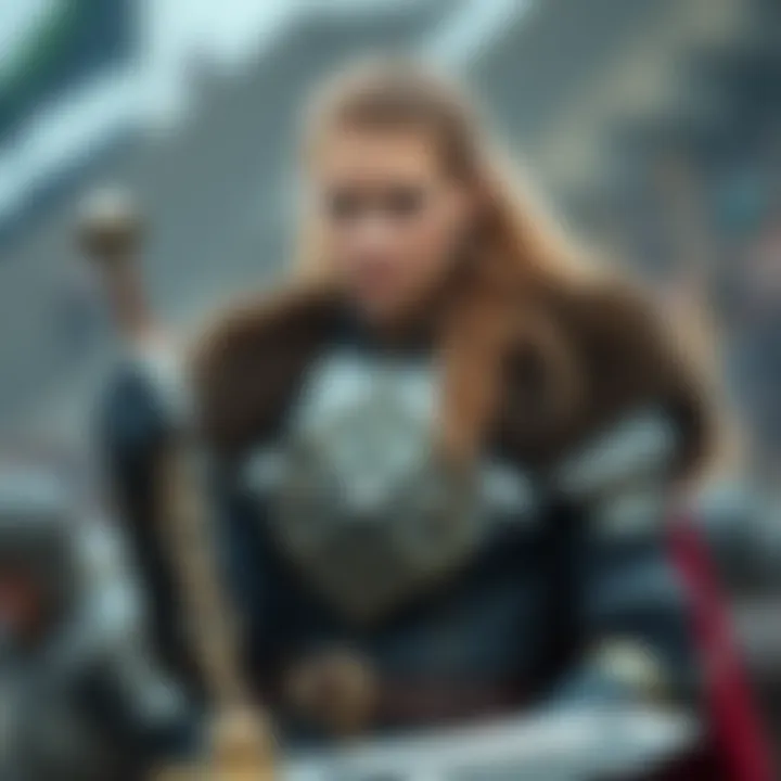 Eivor Varinsdottir, the Viking warrior, stands confidently in her battle armor, sword in hand, ready for adventure.