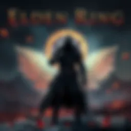 A player stands ready with a weapon in front of a dark fantasy landscape, preparing for the Elden Ring challenge to become Elden Lord for a million dollars.