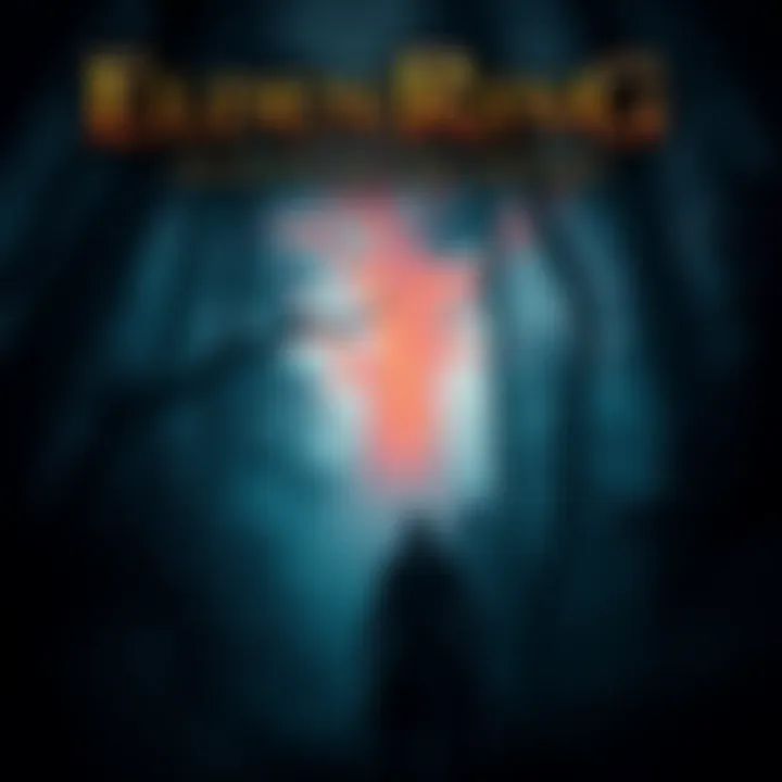 A player character standing in a dark forest from Shadow of the Erdtree DLC, looking at a distant glowing tree.