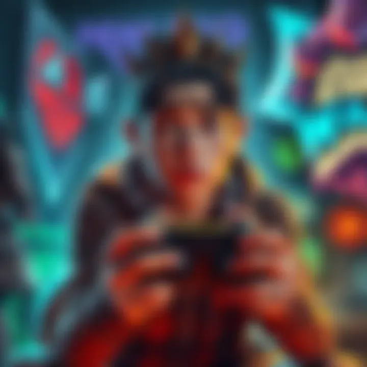 A gamer looking overwhelmed while playing Elden Ring, with a controller in hand and a concerned expression, surrounded by in-game visuals.