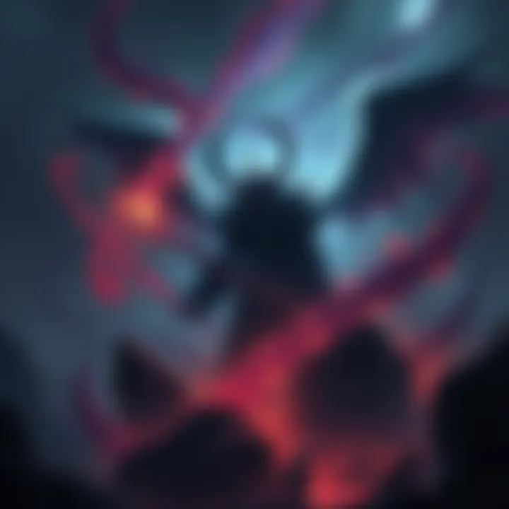 Elden Ring Witch Boss A dark and mystical scene featuring a witch boss from Elden Ring surrounded by swirling magic and eerie landscapes.