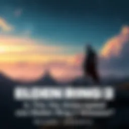 A fantasy landscape featuring a knight in armor standing on a cliff, overlooking a distant castle under a starry sky, symbolizing the excitement for Elden Ring 2.