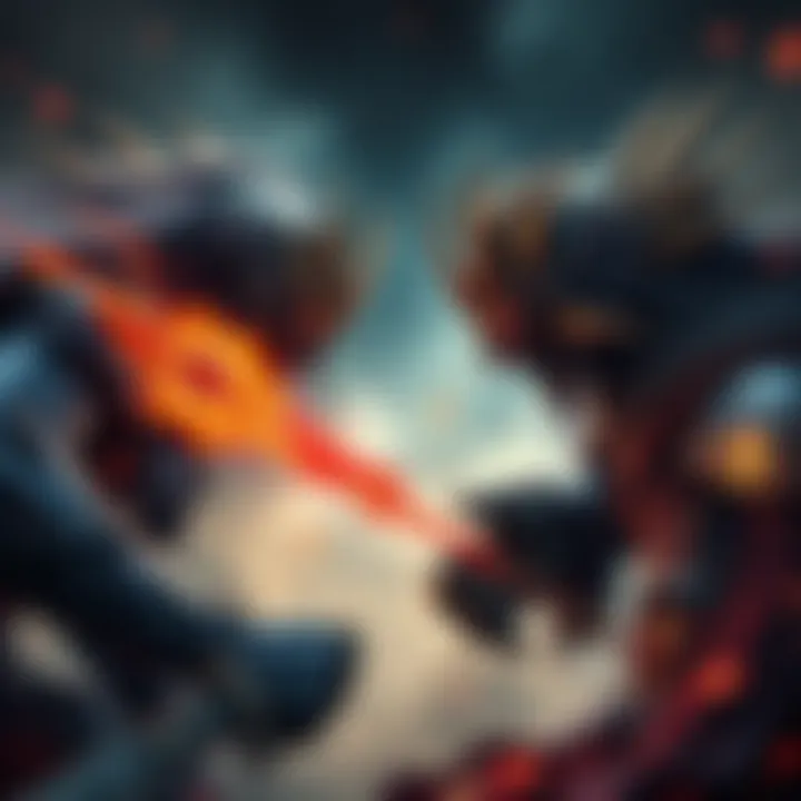 Two characters from Elden Ring facing off in an intense combat scene, showcasing different builds and abilities.