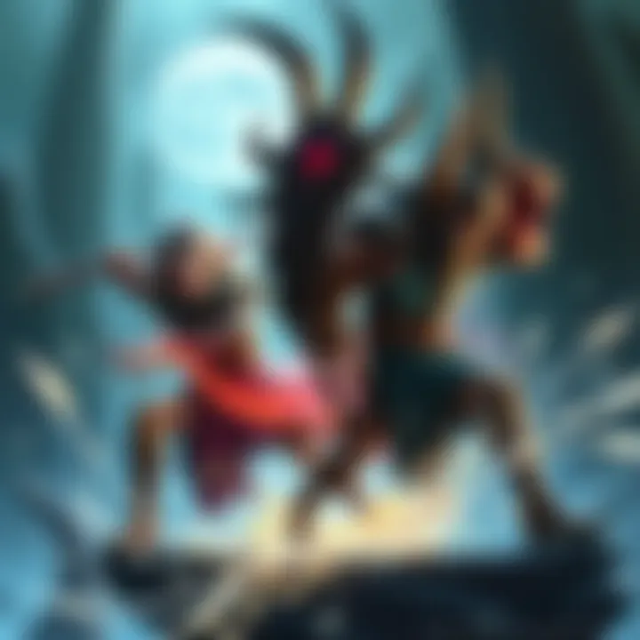 Elden Ring Characters in Battle Two Elden Ring characters fighting with moon veil and mohgโs tear in a fantasy setting, showcasing different playstyles.