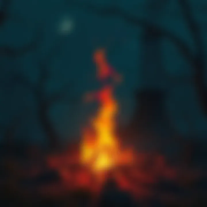 A glowing bonfire in Elden Ring surrounded by dark fantasy scenery, illustrating the game's impact on players' language.