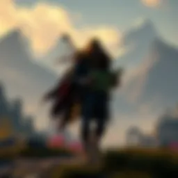 A character from Elden Ring walking through a vast open world filled with mountains and ruins, looking confused while checking a map.