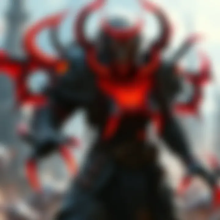 A striking enemy from Elden Ring with a distinct appearance, showcasing creative features and armor, set against a fantasy backdrop.
