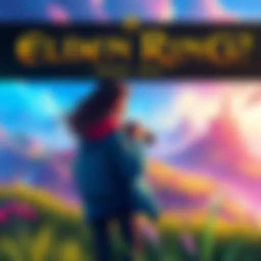 Elden Ring Gameplay A casual gamer exploring a colorful fantasy landscape in Elden Ring, showcasing support features for new players.