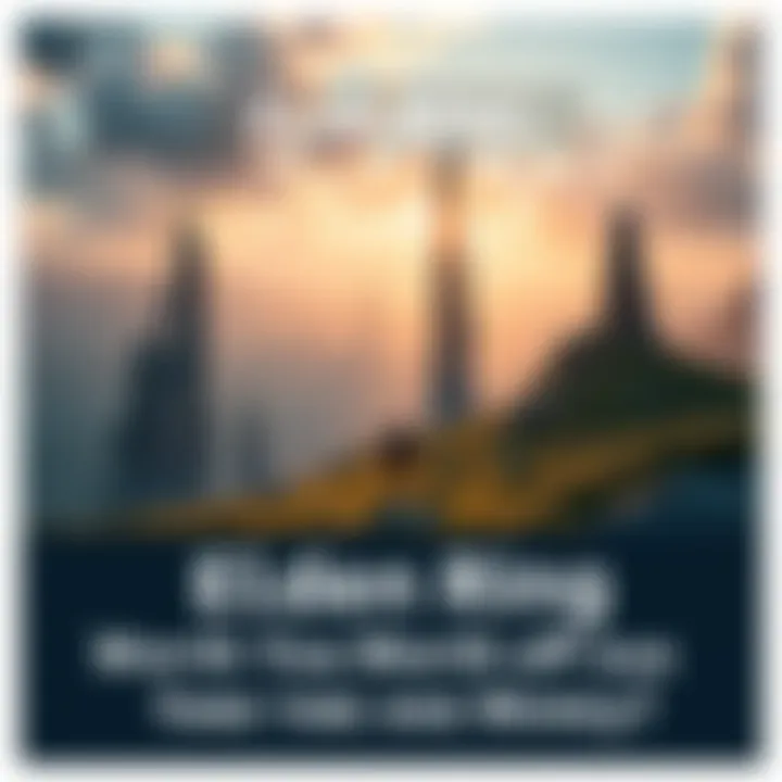 Elden Ring Gaming Scene A screenshot of an open-world area in Elden Ring, showing a character exploring a vast landscape with towering structures in the background.