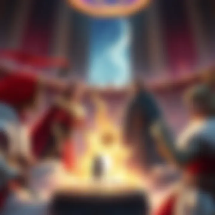 A scene showing key characters from Elden Ring like Marika and Ranni discussing strengths and powers in a mystical setting.