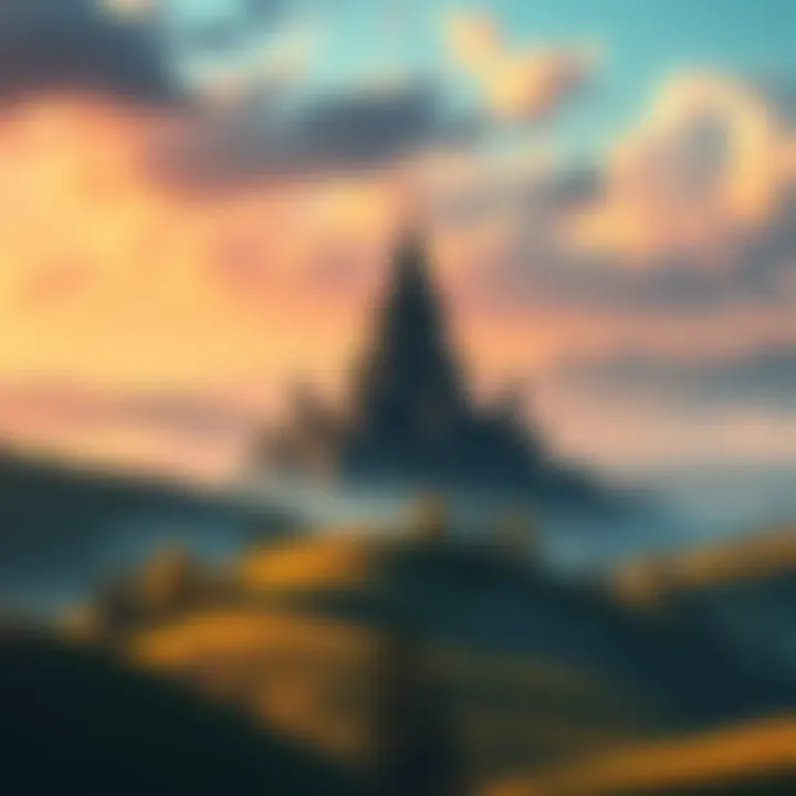 A vast fantasy landscape featuring a mysterious castle and rolling hills, hinting at a world filled with adventure.