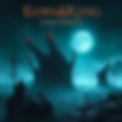 A dark, haunting landscape from Elden Ring's Nightreign DLC, featuring Forsaken Hollows filled with ominous shadows and eerie structures.