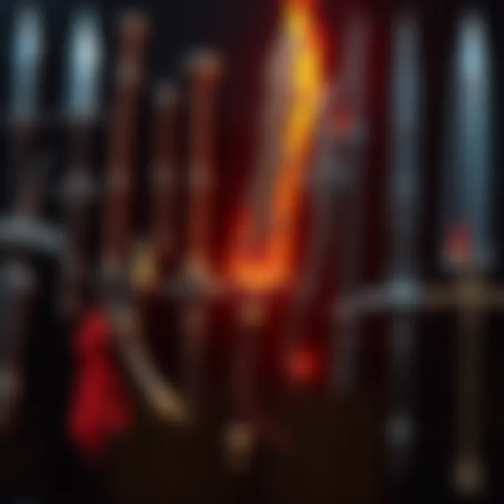 Various non-DLC melee weapons displayed in Elden Ring, showing their design and characteristics.