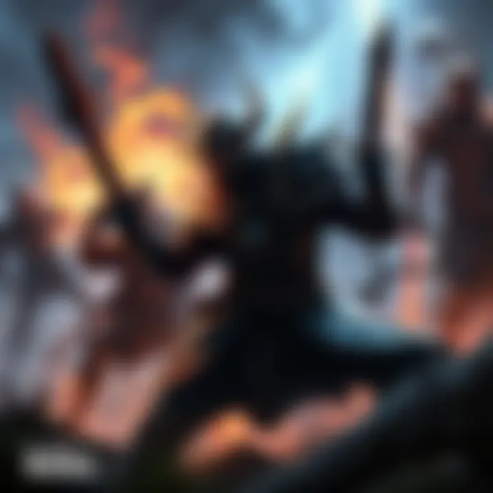 A player battles challenging foes in Elden Ring's DLC with difficult enemies and weapons in the background