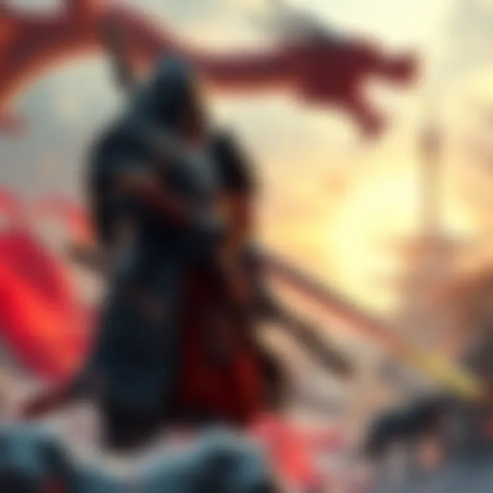 A samurai character in Elden Ring, wearing armor, standing in a battle-ready pose with a katana, surrounded by a dragon and Tree Sentinel in the background.