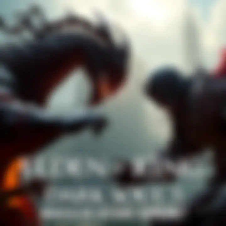An artistic representation of Elden Ring and Dark Souls 3 characters facing off in a battle scene.