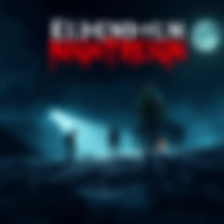 Eldendle Nightreign DLC Scene A dark and eerie landscape from Eldendle's Nightreign DLC showing creepy shadows and silhouettes of characters gathering clues in a survival-horror setting.