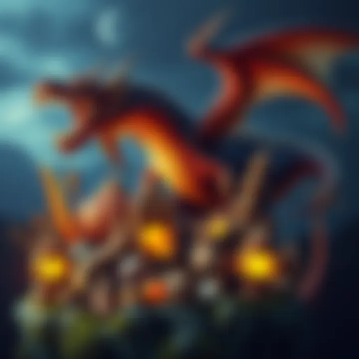 A large Elder Dragon surrounded by various unusual treasures like rare artifacts, shiny trinkets, and oddities, reflecting its hoarding behavior in a fantasy landscape.