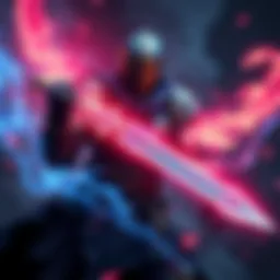 Eldritch Knight with Weapon An Eldritch Knight holding a sword that glows with magical energy, surrounded by arcane symbols.