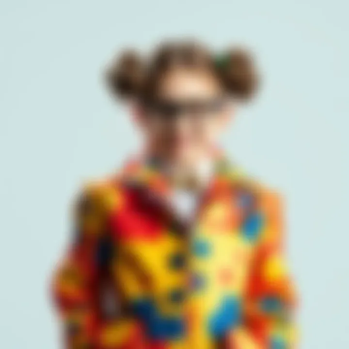 Eleanor wearing a colorful big sister suit, showcasing her distinctive style and confidence