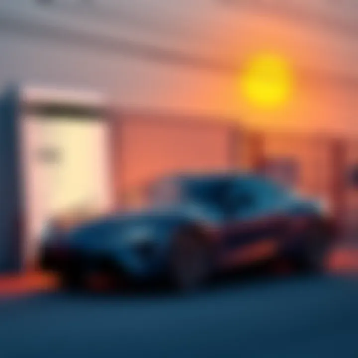 High electricity bills and a sleek car A sleek car parked next to a utility bill with high charges, symbolizing the conflict between car performance and electricity costs.