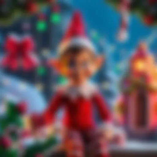 The Elf on the Shelf character surrounded by festive decorations and gameplay scenes from Christmas Heroes on PS5 and PS4.