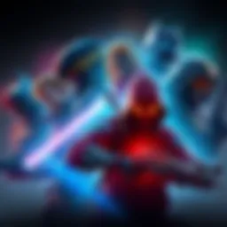 Various elite gaming characters in different designs, showcasing their unique styles and features