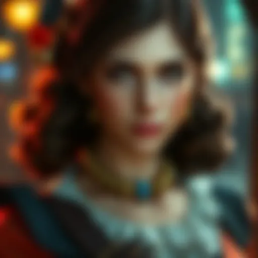 A detailed portrayal of Elizabeth from Bioshock Infinite, showcasing her costume and character features