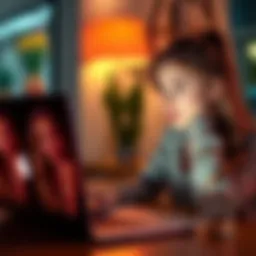 A young woman named Ellie looks surprised while watching Photoshop edits of Bella Ramsey on her laptop.