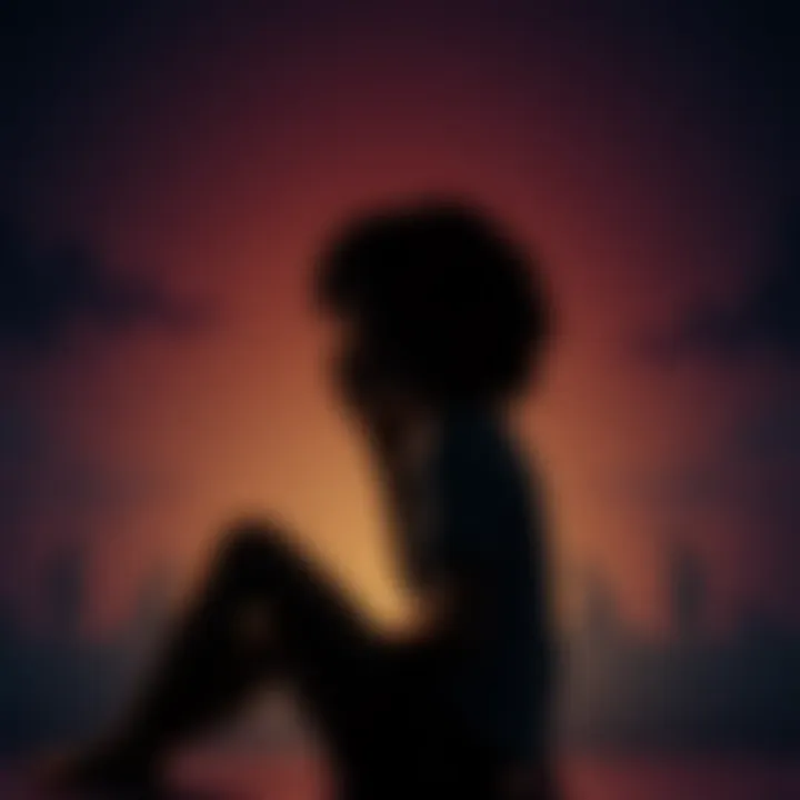 Ellie sitting alone, looking contemplative in a dimly lit room, showing signs of emotional struggle and growth.