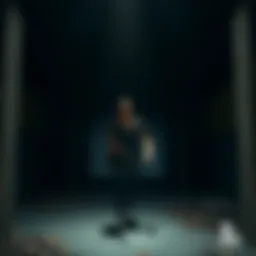 A tense scene showing Ellie pursuing Nora through a dark, abandoned setting in The Last of Us Part II, highlighting the emotional intensity of the chase.