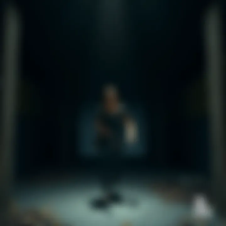 A tense scene showing Ellie pursuing Nora through a dark, abandoned setting in The Last of Us Part II, highlighting the emotional intensity of the chase.