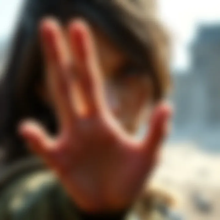 Ellie Showing Hand Gesture Ellie from TLOU Part 1 gestures with her hand, hinting at future events in her story.