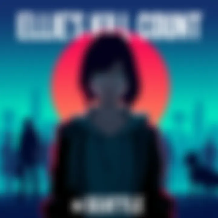 Illustration showing a character with a serious expression standing in Seattle, with silhouettes of human figures and a dog in the background, reflecting Ellie's total kill count of thirteen.