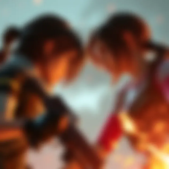 Ellie and Abby facing off in an intense gameplay scene, showcasing their unique styles and abilities