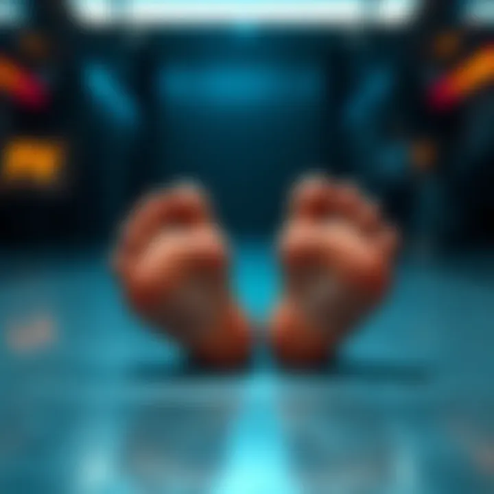 Elongated Feet on New Login Skin Close-up view of the new login skin showcasing the feet design that appears elongated, sparking discussion among people.