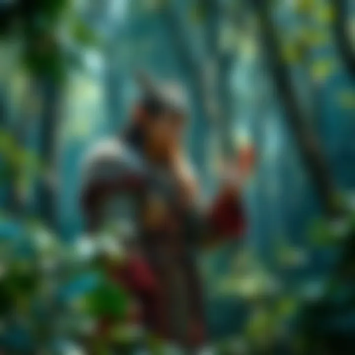 Elvish Greeting in Nature An Elvish character greeting in a lush forest setting, emphasizing cultural traditions and connections.