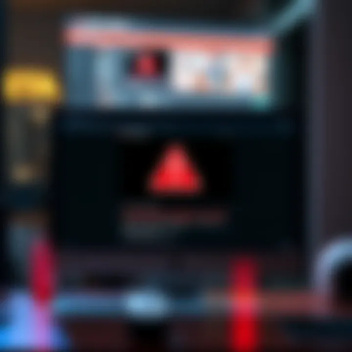 A computer screen displaying an email with a red warning sign indicating a potential scam regarding a beta invitation.