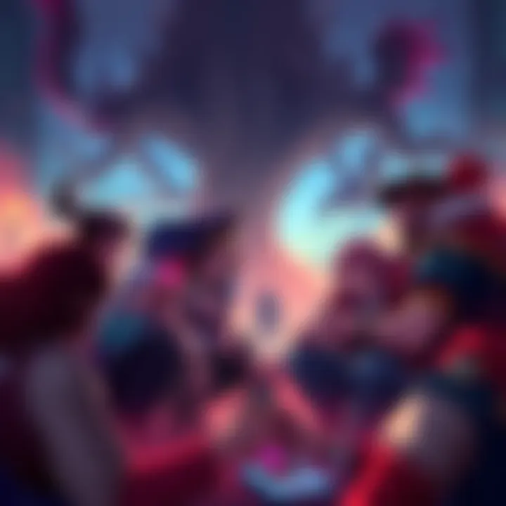 A group of gamers sharing cards and strategies for the Embers of the World Tree Mini-Set Arena Rotation