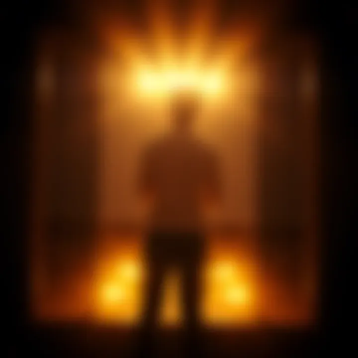 A person standing confidently in front of a mirror, reflecting a positive self-image. Bright light surrounds them, symbolizing self-awareness and personal growth.