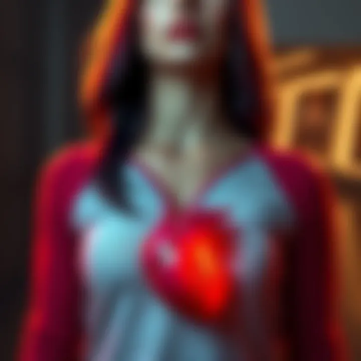 A character named Emily, showing her heart visibly on the right side of her torso, highlighting her unusual condition, situs inversus.