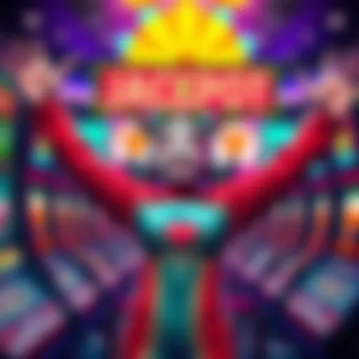 Emiru celebrating a jackpot win at Cloverpit slot machines with a big smile and raised arms