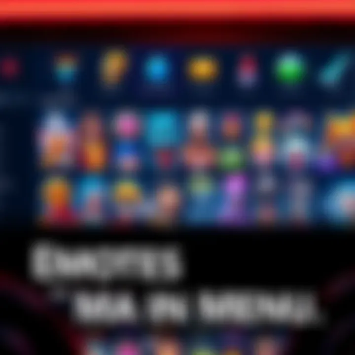 Colorful emotes displayed in the main menu of a gaming platform, showing diverse expressions and enhancing user interaction.