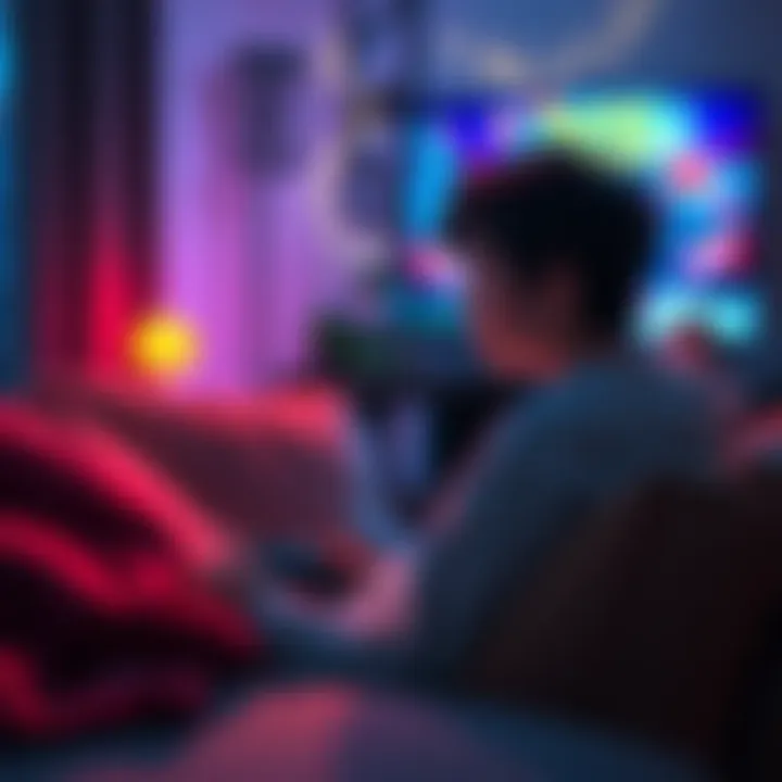 A player sitting on a couch, holding a controller, with tears in their eyes while playing a heartfelt game on the TV.
