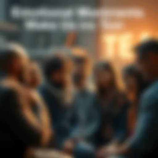 A group of people in an intimate setting, sharing heartfelt stories and tears. Some are embracing while others listen with compassion.